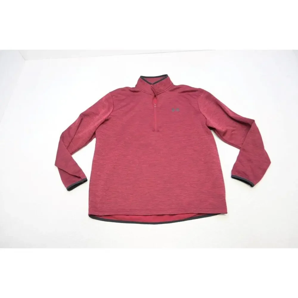 Under Armour 1/4 Zip Golf Jacket Fleece Loose Athletic Dark‎ Red Mens Size Large